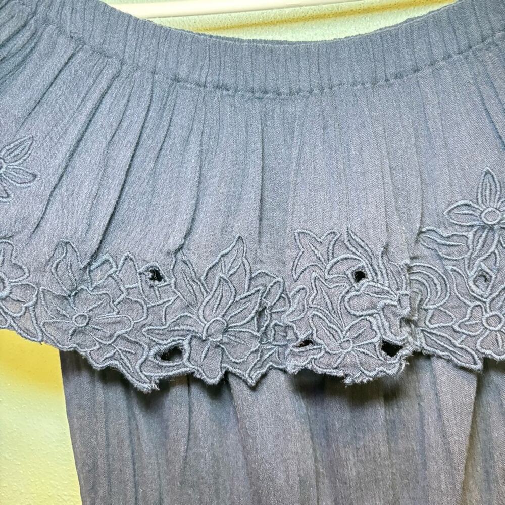 LOFT Navy Off-Shoulder Ruffle Neck Beach Vacation Coverup Dress | Size Small - Picture 2 of 8